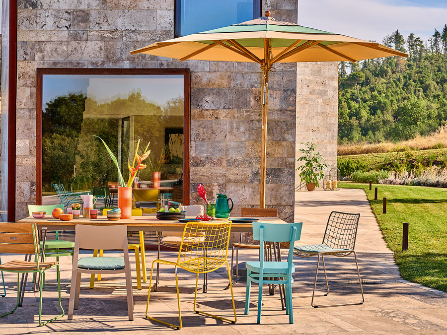 Teakschirm 300 Breeze Taupe Schilfgruen Sand KN FZ Slope Racket Balcony Flow Gartenmoebel